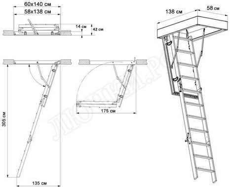 Лестница Fakro LWK 600*1400*3050 Лестница Fakro LWK 600*1400*3050