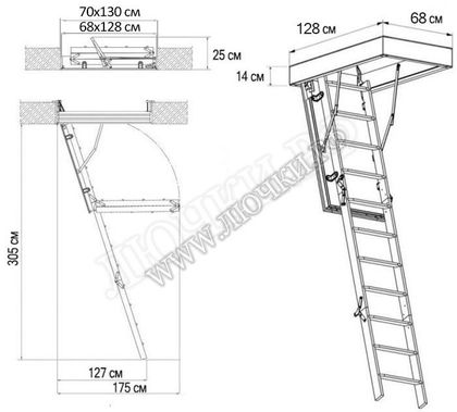 Чердачная лестница Fakro LMK 700*1300*3050 Чердачная лестница Fakro LMK 700*1300*3050