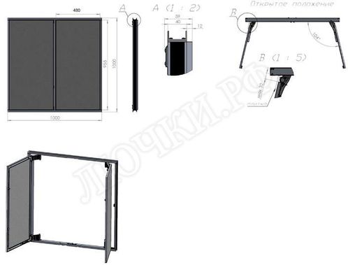 Люк под плитку Нажимной Секрет-Лайт 2 створки 1100*450 Люк под плитку Нажимной Секрет-Лайт 2 створки 1100*450