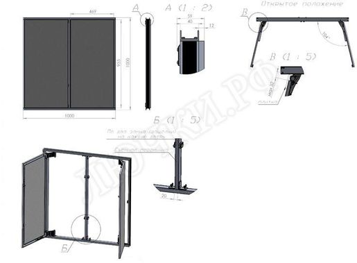 Люк под плитку Нажимной Секрет-Лайт 2 створки 1100*450 Люк под плитку Нажимной Секрет-Лайт 2 створки 1100*450