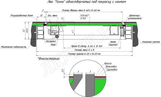 Люк под покраску Техно 400*1550 Люк под покраску Техно 400*1550