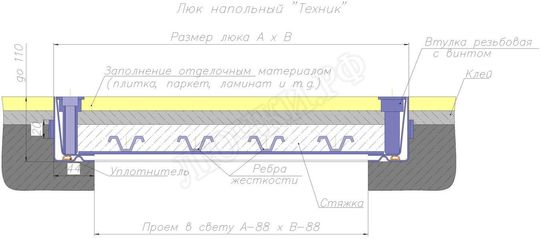 Напольный люк Техник 550*550 Напольный люк Техник 550*550