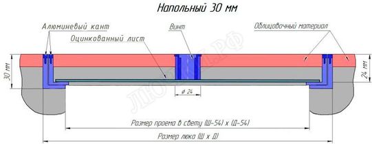 Напольный люк Тритон 30 мм 200*650 Напольный люк Тритон 30 мм 200*650