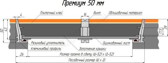 Напольный люк Премиум 50 мм 500*650 Напольный люк Премиум 50 мм 500*650